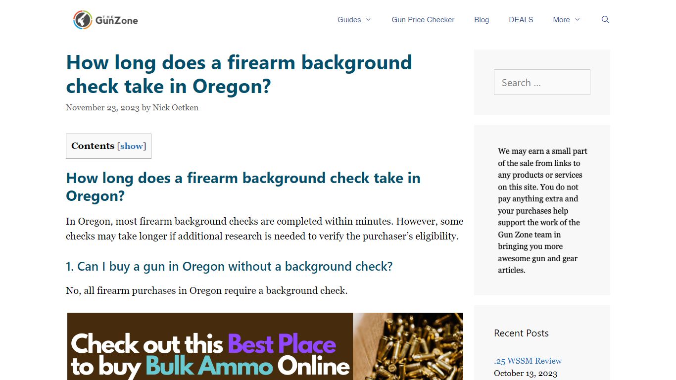 How long does a firearm background check take in Oregon?