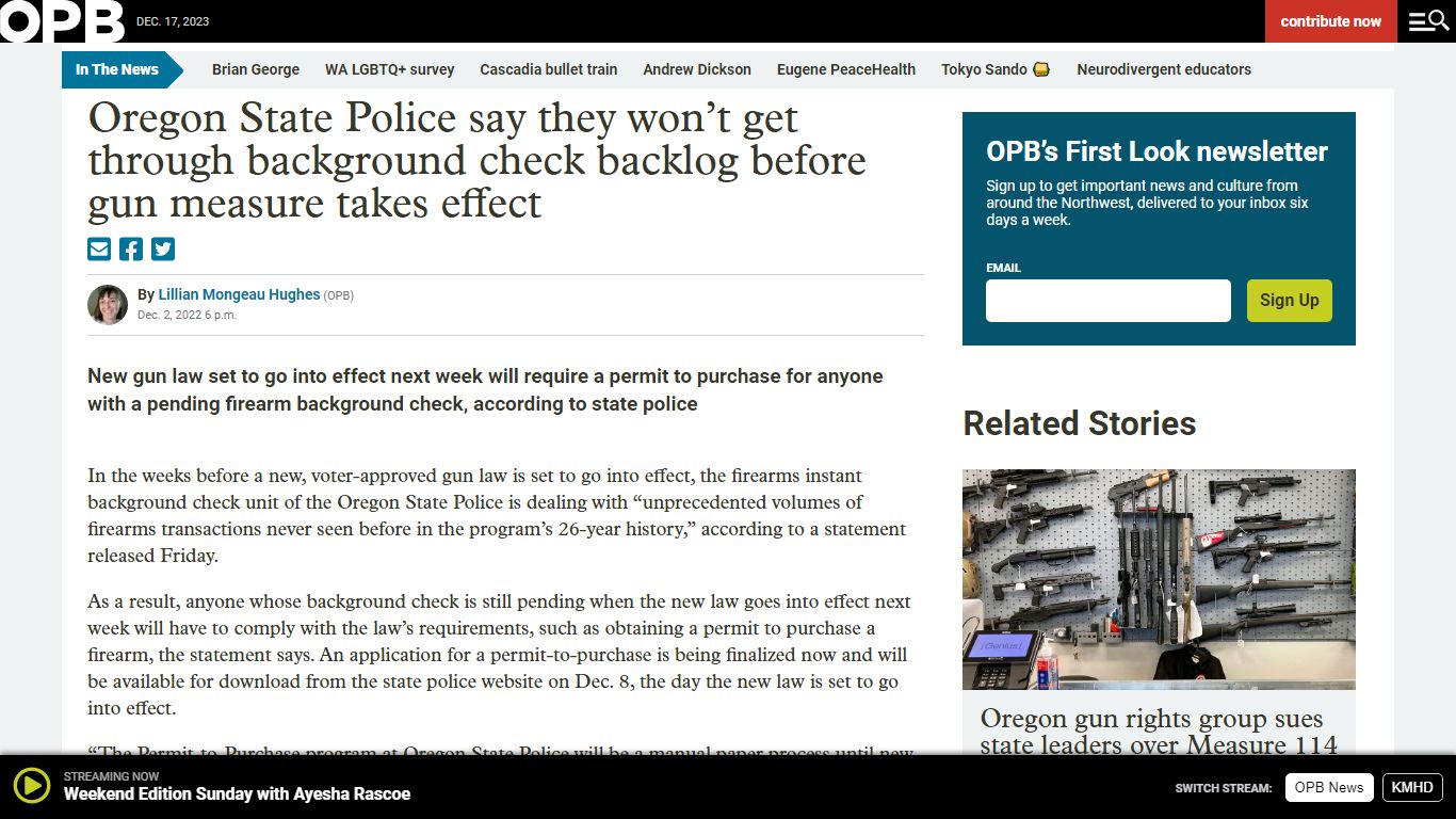 Oregon State Police say they won’t get through background check ... - OPB