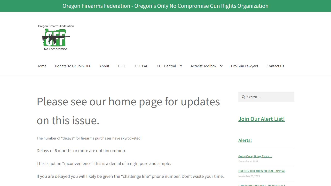 Dealing With Delays On Firearms Purchases - Oregon Firearms Federation