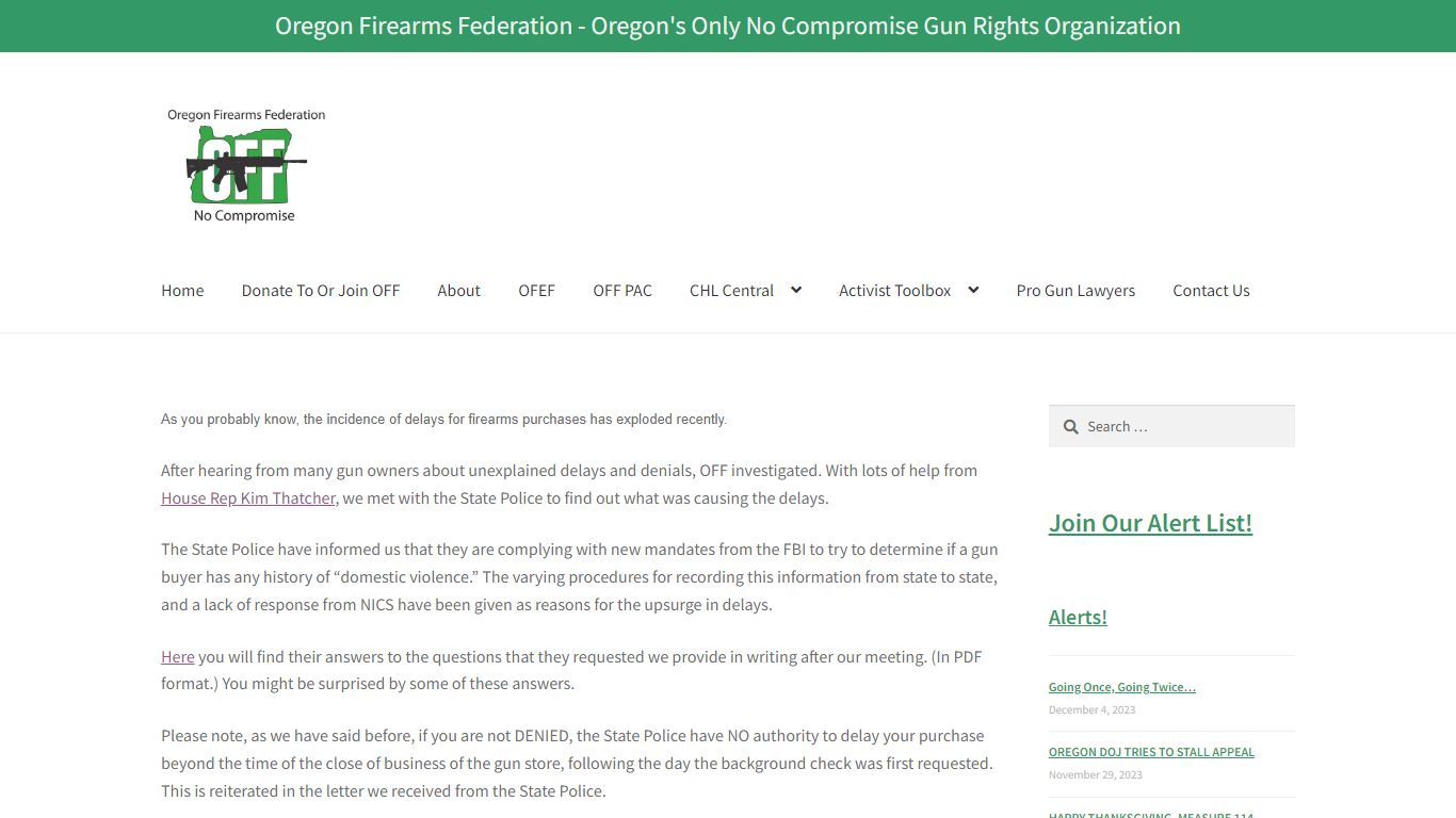 Questions and Answers About Background Checks - Oregon Firearms Federation